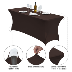 Wholesale Custom Wedding Banquet Hotel Event 4ft 6ft 8ft Rectangular Polyester Stretch Tablecloth Spandex Cocktail <b>Table</b> <b>Cover</b> - Product Image 4