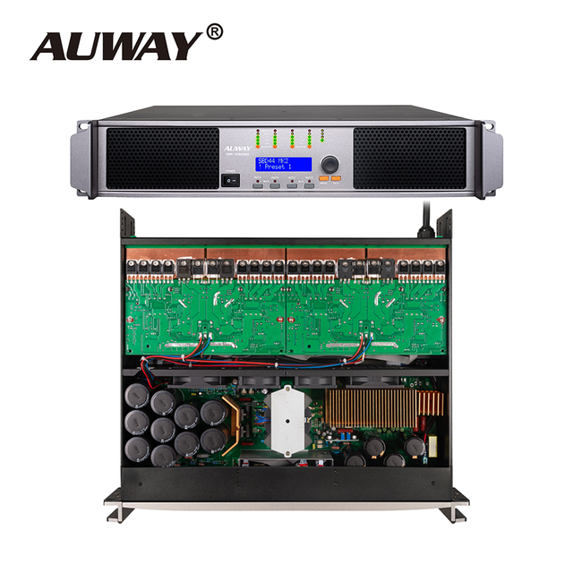 Auway DP-10000 2U Portable 4-Channel TD-Class Digital High-Efficiency Amplifier Built-in DSP Display PA Sound System Metal Case