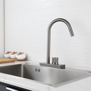 Robinet de cuisine double vasque en acier inoxydable couleur bronze, avec douchette extractible et tête de pulvérisation effet pluie, siège de valve 30 mm, compatible douche - Product Image 1