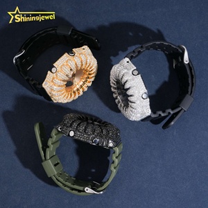 Bijoux Hip Hop Argent 925 Glacé De Luxe Griffe GA2100 <span class=keywords><strong>Noir</strong></span> Moissanite Cas Lunette <span class=keywords><strong>Montre</strong></span> - Product Image 6