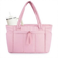 Sac fourre-tout en polyester pour femme, lavable en machine, motif uni, 39,9x31x16cm, fermeture ouverte, pour le travail, les voyages et les soins infirmiers