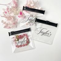 Pochette de rangement pour bijoux, sac à fermeture éclair refermable en PVC transparent, accessoires, emballage cosmétique, sérigraphie, montres, colliers