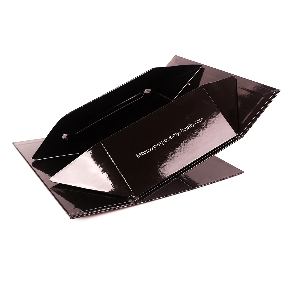 Logotipo personalizado Cartón de lujo negro mate con punto UV brillante Caja de embalaje Cartón plegable Caja de regalo plegable magnética