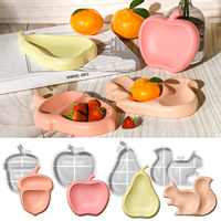 Moule en silicone LEQU Happy And Fun pour plateau en résine (motifs pomme, poire, écureuil, châtaigne) – Idéal pour la décoration de bureau et la fabrication de bonbonnières