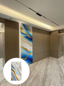 Panneaux muraux en marbre de pierre naturelle pour la décoration intérieure, dégradé, anti-statique, montage sur rail pour hall d'entrée, appartement - Product Image 3