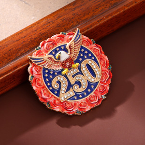 Nuevo Broche de Diamantes de Imitación Exquisito, <span class=keywords><strong>Pin</strong></span> Esmaltado con Corona de Rosas <span class=keywords><strong>y</strong></span> Águila de EE. UU., Souvenir del 250 Aniversario - Product Image 1