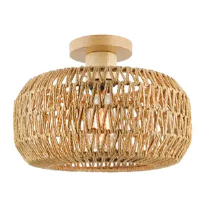 Retro Design Woven ceiling bamboo woven rattan art ceiling rose light hallway Lamp canopy light