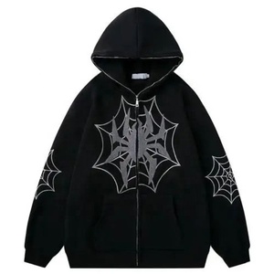 Hoodie Streetwear Vintage Unisexe <span class=keywords><strong>en</strong></span> Coton Épais avec Logo Personnalisé, Strass, Épaules Tombantes, Coupe Boxy et Motif Araignée - Product Image 4