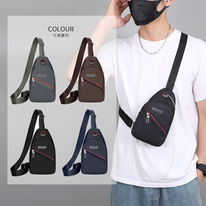 Men's Chest Bag Oxford Cloth Waterproof Crossbody Bag For Leisure Travel Spring 2026 Solid Color Gray Brown Black Dark Blue - Product Image 1