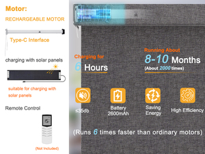 Volet de fenêtre électrique occultant en tissu sans fil avec système à ressort pour la décoration intérieure - Product Image 6
