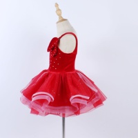 Robe de tutu de ballet en velours rouge robe de danse de performance en tricot rouge compétition de scène de strass professionnelle vêtements de danse