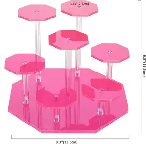 Neon Pink Acrylic Display Stand for Perfume Cupcake Action Figure Decorative Tiered Riser Cookie Rock Snack Doll Holder Shelf