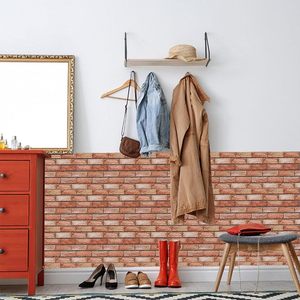 Papel pintado de azulejo de Metro Retro 3D de PVC moderno, 10 Uds., paneles de pared 3D autoadhesivos, ladrillo resistente al agua para aniversarios - Product Image 2