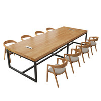 Table de conférence de style industriel loft, bureau, établi, fer, bois massif, mobilier de bureau, usage commercial, table longue pour école, 6-10 personnes