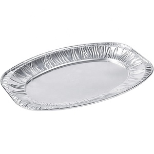 En relief four cuisson grand jetable plateaux de service ovale en aluminium feuille conteneur restauration poisson <span class=keywords><strong>barbecue</strong></span> plateau - Product Image 6