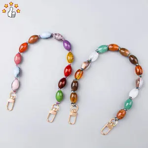 Colorful stone Beaded Mobile Phone Chain Beaded Cell Phone Strap Bag Chain Decorative Purse Strap