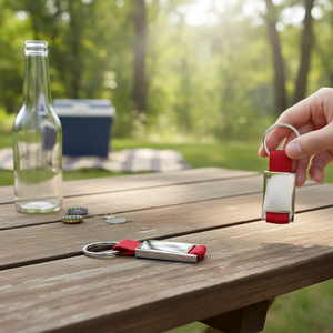 Red Nylon <b>Key</b> <b>Chain</b> with Alloy and Stainless Steel Bottle Opener Offset and UV Printing Laser Logo No Box - Product Image 3