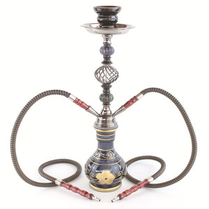 Cachimba árabe <span class=keywords><strong>de</strong></span> tamaño mediano con doble manguera, juego completo <span class=keywords><strong>de</strong></span> accesorios estilo barra, tubo <span class=keywords><strong>de</strong></span> metal esmerilado en stock para exportación. - Product Image 2