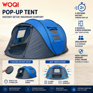 Tente dôme instantanée WOQI pour 5 à 8 personnes, grande tente familiale pour le camping, la randonnée et les pique-niques en plein air, résistante au vent et à la pluie - Product Image 4