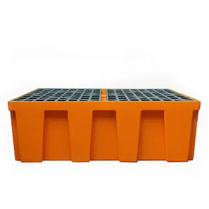 4 Trommel behälter palette mit Abfluss gabeln für Kranöl Recyceltes Material Twin Ibc Outdoor Factory In China Verschütten Sie keine Gitter