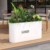 Jardinière en métal d'extérieur, pot de fleurs décoratif en acier, grande jardinière rectangulaire pour patio, cour, résistante à la rouille