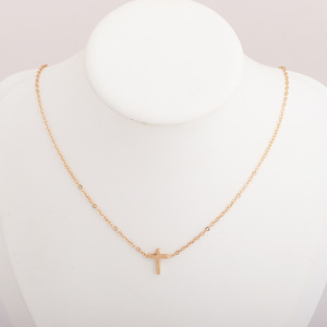 Christian <b>Cross</b> Pendant Necklace 22k Gold Plated Minimalist Snake <b>Chain</b> Women's Everyday Wear - Product Image 3