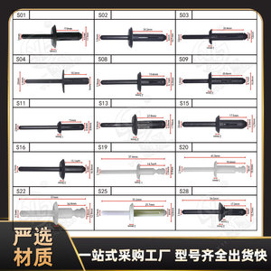 Xinyida Automotive <b>Blind</b> Rivets S Series Black <b>Plastic</b> Pull Rivets For Wheel Arch Fender Repair Fixing - Product Image 5