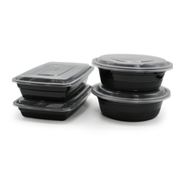 Boîte à lunch jetable rectangulaire en plastique PP personnalisable, noir et rouge, multi-compartiments, boîtes bento, étanche et anti-huile