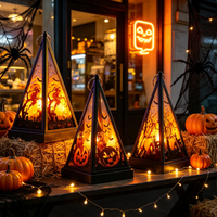 Lanterne à vent triangulaire et carrée, nouvelle collection 2026, idéale pour la décoration de table de fête d'Halloween, accessoire et cadeau très demandés