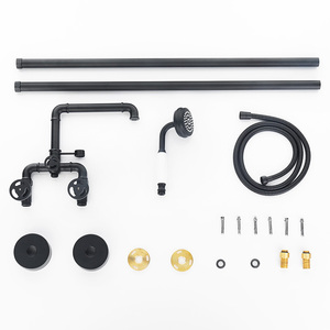 Design moderno <span class=keywords><strong>in</strong></span> ottone bagno fantasia colonna <span class=keywords><strong>doccia</strong></span> nera Set pavimento <span class=keywords><strong>in</strong></span> piedi <span class=keywords><strong>vasca</strong></span> da bagno rubinetto con Mixer - Product Image 6