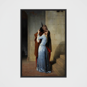 Francesco Hayez The Kiss Glass Wall Art Canvas Print - Elegant Decor,<b>BLACK</b> <b>FRAMED</b> CANVAS - Product Image 2