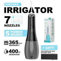Hydropulseur dentaire sans fil rechargeable, réservoir de 400 ml, 5 modes, 360° °   Buse douce pour les gencives, pour le nettoyage des dents, des implants et des appareils dentaires