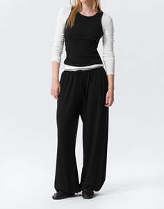 <span class=keywords><strong>Pantaloni</strong></span> Larghi da <span class=keywords><strong>Donna</strong></span> <span class=keywords><strong>Neri</strong></span> con Coulisse in Vita, Morbidi e Casual, Ideali per l'Uso Quotidiano e il Relax a Casa - Product Image 1