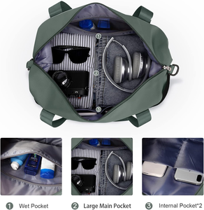 防水ダッフルジムバッグウィークエンダーキャリーオン一晩トートバッグ女性用トロリースリーブウェットポケットトラベルバッグ - Product Image 6