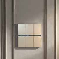 Interrupteur mural MGA Champagne Goud, interrupteur lumineux Champagne Gold, logo personnalisé pour hôtel, maison, 3 gangs, 1 voie avec indicateur LED
