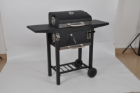 Barbecue à charbon de bois NL Premium moderne avec revêtement en poudre, chariot à roulettes, table latérale pliable, pour usage domestique et fêtes, barbecue extérieur
