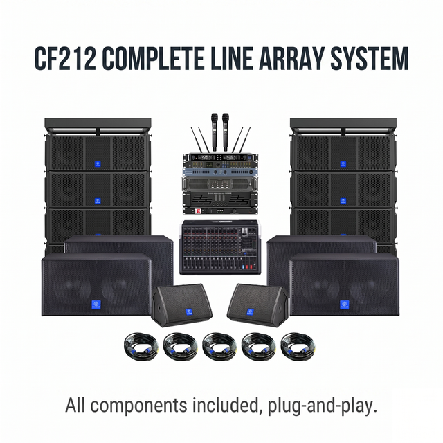 CHORDIO CF212 Pro Speaker Advanced Line Array System with True Diversity Microphone and Analogue Mixer for Complete Stage Sound