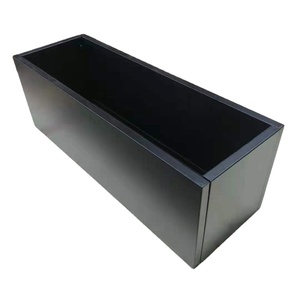 Pot de fleur <span class=keywords><strong>rectangulaire</strong></span> de décoration de maison de jardin en métal de revêtement de poudre noire - Product Image 1