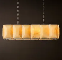 Lustre rectangulaire contemporain en calcite pour salon, luminaire suspendu décoratif moderne