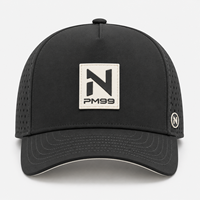 Casquette de baseball noire personnalisable avec logo, chapeau de golf performant, côtés perforés au laser, respirant, visière incurvée, fournisseur en gros