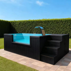 Piscine hors sol en bois assemblé, composite, avec rivière lente, conteneur en fibre de verre, maison de piscine avec salles de bain - Product Image 1