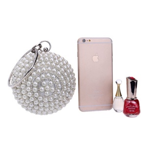 Bolso de mano con cuentas para mujer, decoración de perlas blancas, bolsos de noche, bolso de boda para la noche - Product Image 5