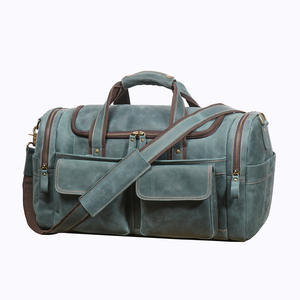 Sac de voyage en cuir Crazy Horse bleu sarcelle avec patine vieillie |   Fabrication sur mesure OEM/ODM pour les marques de voyage et de style de vie - Product Image 1