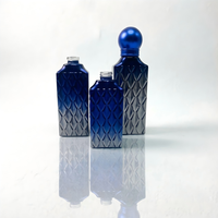 Flacon de parfum de luxe en verre dégradé bleu-gris avec texture découpée 10ml/15ml/20ml, flacon pulvérisateur rechargeable