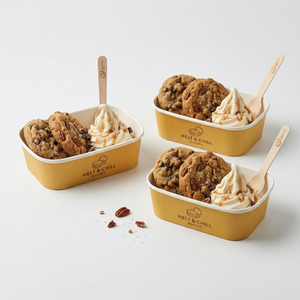 Custom Eco Friendly Paper Ice Cream Bowl Cookie French Fries Takeaway Rectangle Food <b>Container</b> Paper Bowl Packaging with Lid - Product Image 2