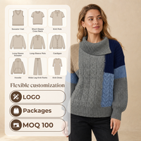 Pull en tricot personnalisé pour femme, style Old Money, automne, motif jacquard torsadé sur le devant, style preppy, en laine et viscose, col irrégulier