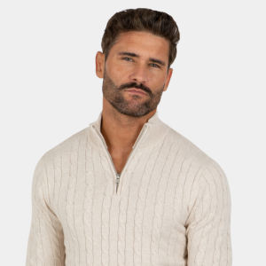 Cardigan da Uomo in <span class=keywords><strong>Cotone</strong></span> Mélange 100% Bianco, Lavorazione a <span class=keywords><strong>Maglia</strong></span> 7GG, con Cerniera, per Autunno e Inverno - Product Image 4
