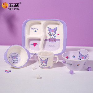 Wuhe Kids Melamine Divided Tray Purple Kuromi Design For Children Dining - Product Image 3
