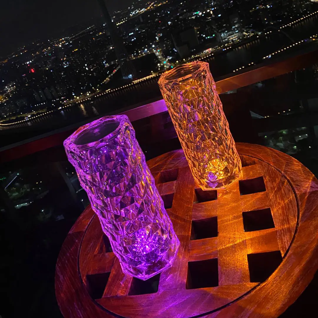 Woohaha Rose Gold Crystal LED lamp outstanding luxury home decoration design bedside table lamp bedroom night light lamps