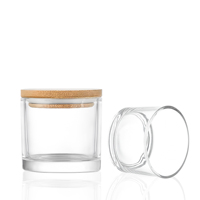 Coupe en verre en gros d'usine 100ml/150ml/220ml/320ml/430ml pot à bougie transparent et couvercle en bambou pour la fabrication de bougies parfumées